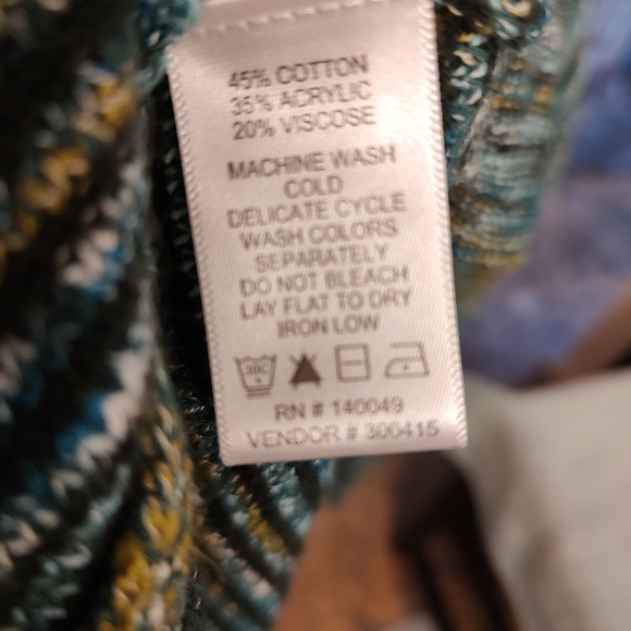 Long cardigan. Marled turquoise, geen and more. New. Size small. - Picture 5 of 11